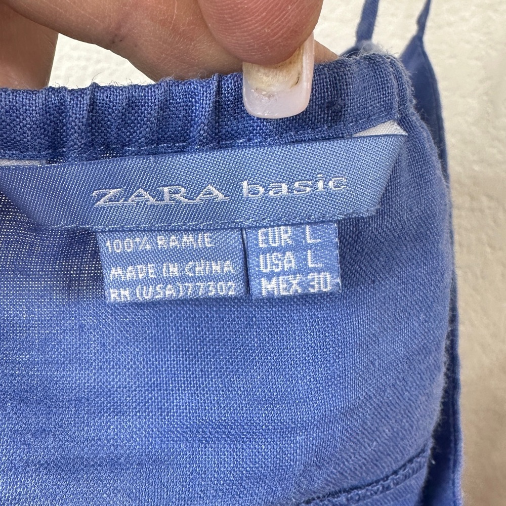 ZARA Basic Blue Linen Tank - Size Medium - Picture 5 of 6